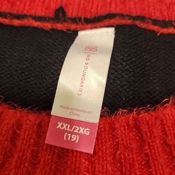 No Boundaries Reindeer Ugly Christmas Sweater XXL Black Red - Picture 4 of 8